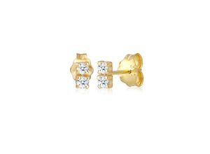 4050878584030 - Paar Ohrstecker ELLI DIAMONDS Ohrstecker Duo Diamant (012 ct) 375 Gelbgold Ohrringe Gr OneSize 0024 carat ct P1 = bei 10-facher Vergrößerung erkennbare Einschlüsse mit Diamanten Gelbgold 375 goldfarben (gold weiß) Damen Ohrstecker