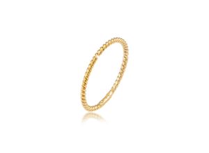 4050878584283 - Fingerring ELLI PREMIUM Basic Twisted Gedreht Minimal Look 375 Gelbgold Fingerringe Gr 52 mm ohne Stein Gelbgold 375 15 mm goldfarben (gold) Damen Fingerringe