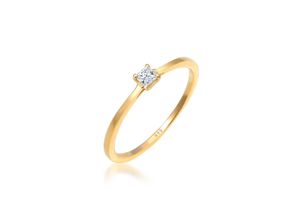 4050878584368 - Verlobungsring ELLI DIAMONDS Prinzessschliff Diamant (01 ct) 585 Gelbgold Fingerringe Gr 52 mm 002 ct P1 = bei 10-facher Vergrößerung erkennbare Einschlüsse Gelbgold 585 1 mm goldfarben (gold weiß) Damen Verlobungsringe