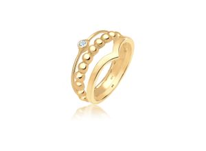 4050878585495 - Solitärring ELLI 3er Set Solitär Kristall 925 Silber Fingerringe Gr 52 mm mit Steinen Silber 925 (Sterlingsilber) 4 mm goldfarben (gold weiß) Damen