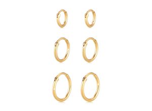 4050878585853 - Ohrring-Set ELLI Creolen Set Trio Basic Must-Have Trend 925 Silber Ohrringe Gr OneSize ohne Stein Silber 925 (Sterlingsilber) goldfarben (gold) Damen Schmucksets