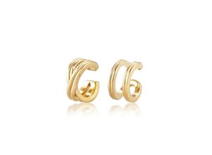 4050878586652 - Paar Ohrhaken ELLI Basic Set Earcuff Klemme Minimal Geo 925 Silber Ohrringe Gr OneSize ohne Stein Silber 925 (Sterlingsilber) goldfarben (gold) Damen