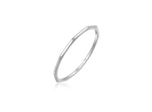 4050878587482 - Fingerring ELLI PREMIUM Bandring Geo Basic Minimal Look 585 Weißgold Fingerringe Gr 54 mm ohne Stein Weißgold 585 1 mm silberfarben (silber) Damen Fingerringe