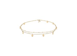 4050878587666 - Collier ELLI Choker Layer Look Kugelkette Plättchen 925 Silber Halsketten Gr 36 ohne Stein Silber 925 (Sterlingsilber) Länge 36 cm goldfarben (gold) Damen Colliers