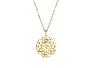 4050878591038 - Kette mit Anhänger ELLI Yoga Mantra Om Symbol Talisman 925 Silber Halsketten Gr 45 ohne Stein Silber 925 (Sterlingsilber) Länge 45 cm goldfarben (gold) Damen Ketten mit Anhänger Halsschmuck