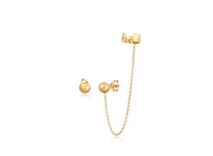 4050878591649 - Paar Ohrstecker ELLI Earcuff Klemme Stecker Kugel 925 Silber Ohrringe Gr OneSize ohne Stein Silber 925 (Sterlingsilber) goldfarben (gold) Damen Ohrstecker