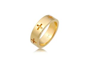 4050878592486 - Fingerring ELLI Kreuz Cut Out Bandring Religiös Glaube 925 Silber Fingerringe Gr 52 mm ohne Stein Silber 925 (Sterlingsilber) goldfarben (gold) Damen Fingerringe