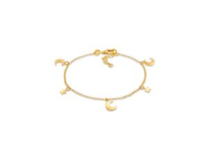 4050878606954 - Armband ELLI Sterne Astro Halbmond 925 Silber Armbänder Gr 16 cm ohne Stein Silber 925 (Sterlingsilber) goldfarben (gold) Damen Armbänder