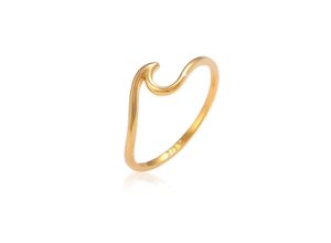 4050878607036 - Fingerring ELLI PREMIUM Wellen Wave Strand Maritim 375 Gelbgold Fingerringe Gr 54 mm ohne Stein Gelbgold 375 goldfarben (gold) Damen Fingerringe