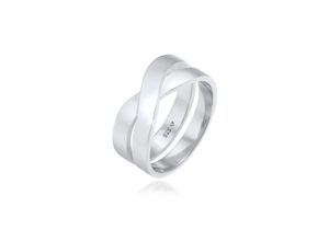 4050878612184 - Silberring KUZZOI Herren Bandring Überkreuz Look 925 Silber Fingerringe Gr 64 mm ohne Stein Silber 925 (Sterlingsilber) silberfarben (silber) Herren