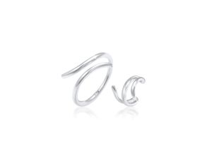 4050878615055 - Schmuckset ELLI Ring Single Earcuff Wickellook (2 tlg) 925 Silber Schmuck-Sets Gr OneSize ohne Stein silberfarben (silber) Damen