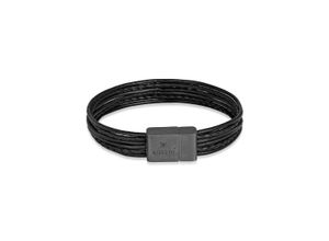 4050878616786 - Armband KUZZOI Leder 6-reihig Magnet Basic 925 Silber oxidiert Armbänder Gr 19 cm ohne Stein Silber 925 (Sterlingsilber) schwarz Herren Lederarmband Lederarmbänder