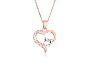 4050878618766 - Collierkettchen ELLI Herz Kristalle 925 Sterling Silber Halsketten Gr 45 mit Steinen Silber 925 (Sterlingsilber) Länge 45 cm rosegold (rosegold weiß) Damen Colliers