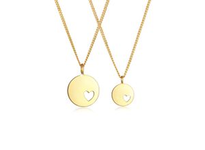 4050878619503 - Schmuckset ELLI Plättchen Herz Liebe Mutter Tochter 925 Silber Schmuck-Sets Gr OneSize goldfarben (gold) Damen Schmucksets