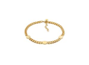 4050878620226 - Armband ELLI PREMIUM Panzerkette Chunky Chain Plättchen Disc 925 Silber Armbänder Gr 16 cm ohne Stein Silber 925 (Sterlingsilber) goldfarben (gold) Damen Armbänder