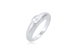 4050878621148 - Fingerring ELLI Bandring Zirkonia Oval Solitär 925 Sterling Silber Fingerringe Gr 52 mm mit Steinen Silber 925 (Sterlingsilber) silberfarben (silber weiß) Damen Fingerringe