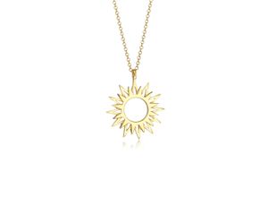 4050878621797 - Kette mit Anhänger ELLI Sonne Sun Strahlen Astro Symbol 925 Silber Halsketten Gr 45 Silber 925 (Sterlingsilber) Länge 45 cm goldfarben (gold) Damen Ketten mit Anhänger