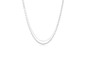 4050878624279 - Gliederkette ELLI Layer Glieder Oval Basic Chunky Chain 925 Silber Halsketten Gr 40 ohne Stein Silber 925 (Sterlingsilber) Länge 40 cm silberfarben (silber) Damen Gliederketten