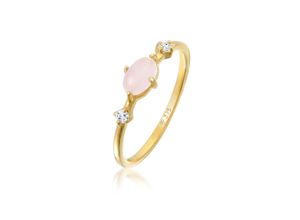 4050878629366 - Fingerring ELLI PREMIUM Rosa Quarz Topas Edelstein Klassik 375er Gelbgold Fingerringe Gr 54 mm mit Steinen Gelbgold 375 13 mm goldfarben (gold rosa) Damen