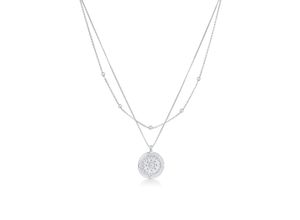 4050878629854 - Gliederkette ELLI Layer Coin Ornament Münze Zirkonia 925 Silber Halsketten Gr 40 ohne Stein Silber 925 (Sterlingsilber) Länge 40 cm silberfarben (silber) Damen Gliederketten