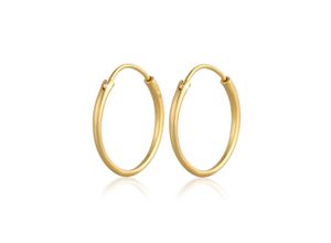 4050878630706 - Paar Creolen ELLI PREMIUM Creolen Ohrhänger Basic Klassik Rund 375 Gelbgold Ohrringe Gr OneSize ohne Stein Gelbgold 375 goldfarben (gold) Damen Creolen