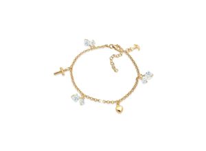 4050878630836 - Bettelarmband ELLI Kreuz Herz Anker Kristalle Silber Armbänder Gr 16 cm mit Steinen Silber 925 (Sterlingsilber) goldfarben (gold weiß) Damen Bettelarmband Bettelarmbänder