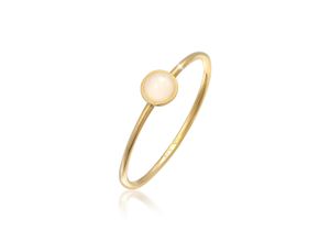 4050878632120 - Fingerring ELLI PREMIUM Solitär Rosa Quarz Edelstein 375 Gelbgold Fingerringe Gr 54 mm mit Steinen Gelbgold 375 1 mm rosa (rosa rosa) Damen Fingerringe