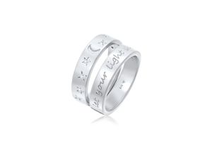 4050878658885 - Solitärring ELLI Mond Stern - Let Your Light Shine 925 Silber Fingerringe Gr 52 mm mit Steinen Silber 925 (Sterlingsilber) 5 mm silberfarben (silber weiß) Damen Solitär Ringe