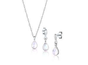 4050878662868 - Schmuckset ELLI PREMIUM Mondstein Tropfen Kette Ohrhänger 925 Silber Schmuck-Sets Gr OneSize mit Stein silberfarben (silber weiß) Damen