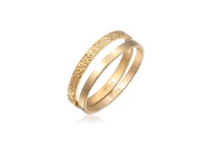 4050878664282 - Ring-Set ELLI PREMIUM Bandring Basic Gehämmert (Set 2-tlg) 375 Gelbgold Fingerringe Gr 54 mm ohne Stein Gelbgold 375 21 mm goldfarben (gold) Damen