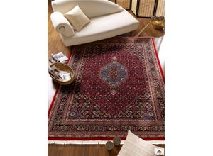 4051011212209 - Orientteppich DIE TEPPICHMARKE HIMLA BIDJAR Teppiche Gr B L 250 cm x 350 cm 20 mm 1 St rot (rot blau) Fransenteppich Orientalische Muster hochwertig von Hand geknüpft mit Fransen Wohnzimmer