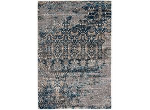 4051011712273 - Teppich DIE TEPPICHMARKE Juwel Silenta Teppiche Gr B L 80 cm x 150 cm 20 mm 1 St blau (petrol grau) Esszimmerteppiche