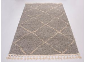 4051011756390 - Hochflor-Teppich GALLERY M BRANDED BY MUSTERRING Donna Teppiche Gr B L 133 cm x 190 cm 30 mm 1 St grau (grau creme) Esszimmerteppiche Wohnzimmer