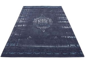 4051011783532 - Teppich GALLERY M BRANDED BY MUSTERRING Medaillon Teppiche Gr B L 140 cm x 200 cm 5 mm 1 St blau (ocean) Baumwollteppiche Flachgewebe Wohnzimmer