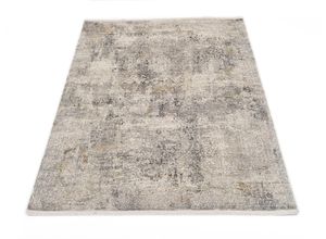 4051011790868 - Teppich DIE TEPPICHMARKE BESTSELLER CAVA Teppiche Gr B L 67 cm x 130 cm 8 mm 1 St grau Fransenteppich Orientalische Muster Glanz Viskose mit Fransen Hoch Tief Struktur Vintage Wohnzimmer