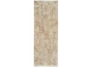 4051011837297 - Läufer DIE TEPPICHMARKE BESTSELLER CAVA Teppiche Gr B L 80 cm x 250 cm 8 mm 1 St beige (beige goldfarben) Fransenteppich Kurzflor-Läufer Glanz Viskose mit Fransen Wohnzimmer