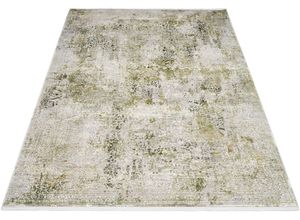 4051011846176 - Teppich DIE TEPPICHMARKE BESTSELLER CAVA Teppiche Gr B L 200 cm x 250 cm 8 mm 1 St grün (grün grau) Fransenteppich Orientalische Muster Glanz Viskose mit Fransen Hoch Tief Struktur Vintage Wohnzimmer