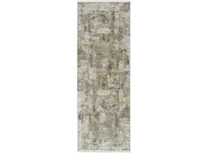 4051011846220 - Läufer DIE TEPPICHMARKE BESTSELLER CAVA Teppiche Gr B L 80 cm x 250 cm 8 mm 1 St grün (grün grau) Fransenteppich Kurzflor-Läufer Glanz Viskose mit Fransen Wohnzimmer