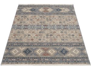 4051011853976 - Teppich DIE TEPPICHMARKE GRAND FASHION IKARUS Teppiche Gr B L 160 cm x 230 cm 5 mm 1 St grau (grau blau) Fransenteppich Esszimmerteppiche Vintage Optik feine Fransen Wohnzimmer