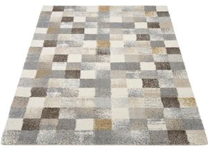 4051011855147 - Teppich DIE TEPPICHMARKE NEW VILLA SQUARES Teppiche Gr B L 200 cm x 250 cm 20 mm 1 St grau (grau creme) Esszimmerteppiche feine Karos meliert Wohnzimmer