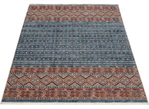 4051011858902 - Läufer DIE TEPPICHMARKE GRAND FASHION 13 Teppiche Gr B L 80 cm x 240 cm 5 mm 1 St blau (blau terra) Fransenteppich Kurzflor-Läufer Vintage Optik feine Fransen Wohnzimmer