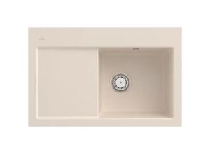 4051202125615 - Flächenbündige Keramikspüle Subway 45 flat Ivory Beige 745x475mm 6714 1F fu mit Handbetätigung - Ivory - Villeroy&boch