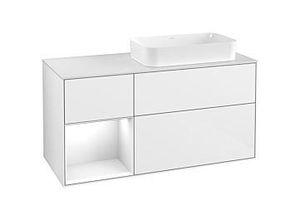 4051202612610 - Villeroy und Boch Finion Waschtischunterschrank G271GFGF 120cm Abdeckplatte white matt Emotion Regal links Glossy white lacquer Glossy white lacquer