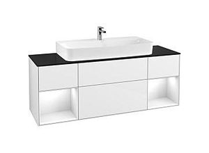 4051202625603 - Villeroy und Boch Finion Waschtischunterschrank G212GFGF 160cm Abdeckplatte black matt Emotion Regale Glossy white lacquer Glossy white lacquer