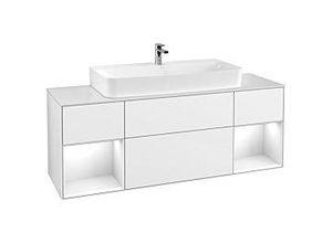 4051202630294 - Villeroy und Boch Finion Waschtischunterschrank G211GFGF 160cm Abdeckplatte white matt Emotion Regale Glossy white lacquer Glossy white lacquer