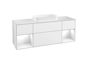 4051202633394 - Villeroy und Boch Finion Waschtischunterschrank G331GFGF 160cm Abdeckplatte white matt Emotion Regale Glossy white lacquer Glossy white lacquer