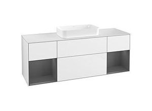 4051202633417 - Villeroy und Boch Finion Waschtischunterschrank G331GKGF 160cm Abdeckplatte white matt Emotion Regale Anthracite matt lacquer Glossy white lacquer