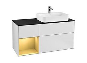4051202671167 - Villeroy und Boch Finion Waschtischunterschrank F392HFMT 120cm Abdeckplatte black matt Regal links Gold matt White matt lacquer