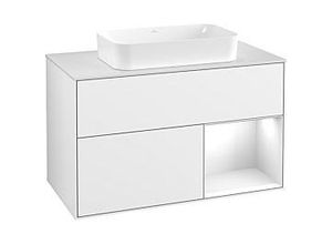 4051202800543 - Villeroy und Boch Finion Waschtischunterschrank F661GFGF 100x603x501cm Regal rechts Glossy white lacquer Glossy white lacquer