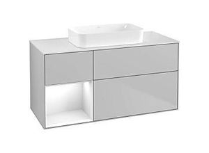 4051202807351 - Villeroy und Boch Finion Waschtischunterschrank F701GFGJ 120x603x501cm Regal links Glossy white lacquer Light grey matt